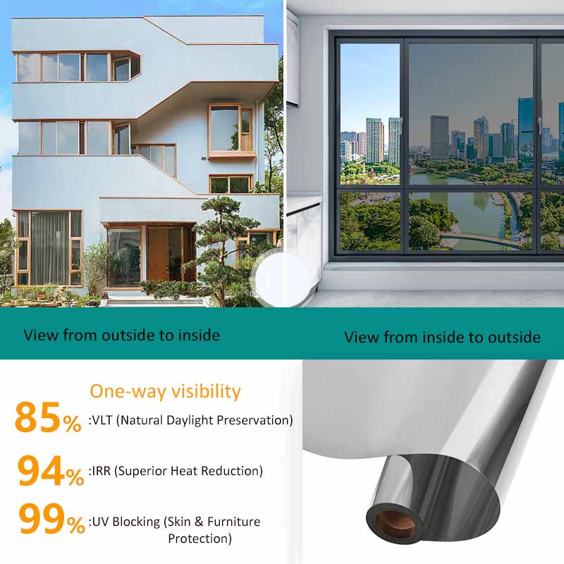 Теплоизоляционная пленка для окон, антибликовая односторонняя зеркальная пленка, солнцезащитная пленка для окон магазинов, блокирующая ультрафиолетовое излучение