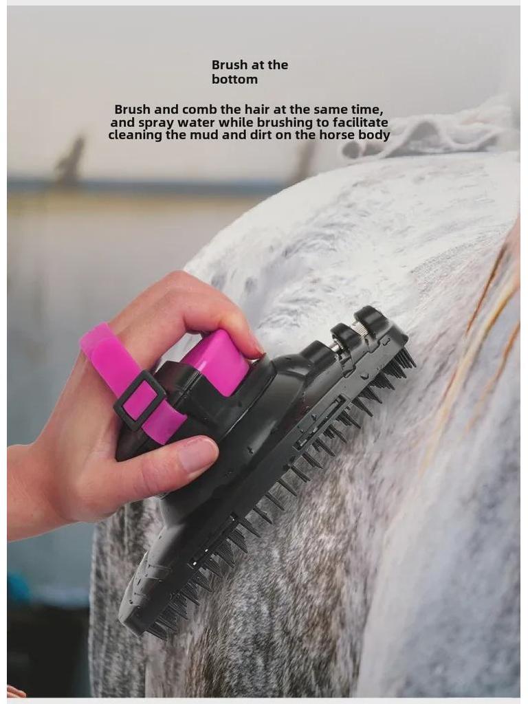 Equestrian Water Spray & Massage Brush: Versatile Horse & Pet Bathing Tool