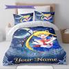 Name Custom Magic Sailor Girl Pattern Bedding Set Quilt Cover Pillowcase Home Decor Gift (1 * duvet cover + 2 * pillowcase, without core)
