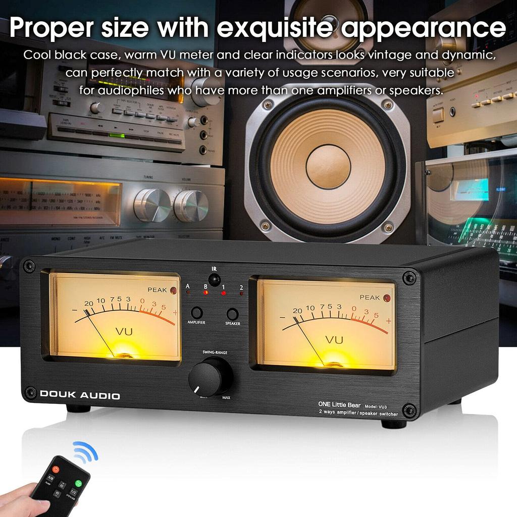 Douk Audio VU3 Dual Analog VU DB Panel Display Audio Switcher Box Meter, 2-полосный переключатель усилителя/динамика,