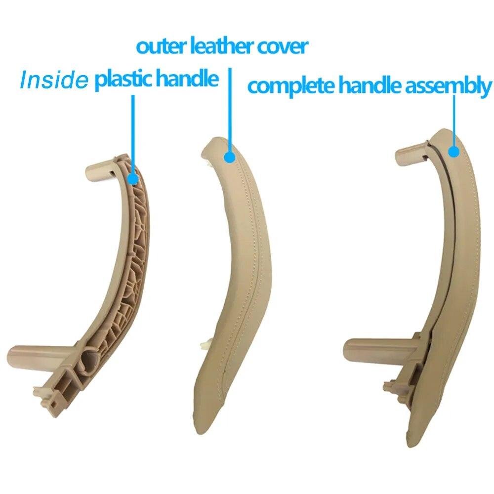 LHD Car Interior Left Right Passenger Door Pull Handle With Outer Leather Cover Trim Replacement For BMW X5 X6 F15 F16 2014-2018