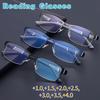 3PCS Men'S Business Metal Reading Glasses Square Half Frame Reading Glasses For Men'S Anti Blue Light Reading Glasses For Men