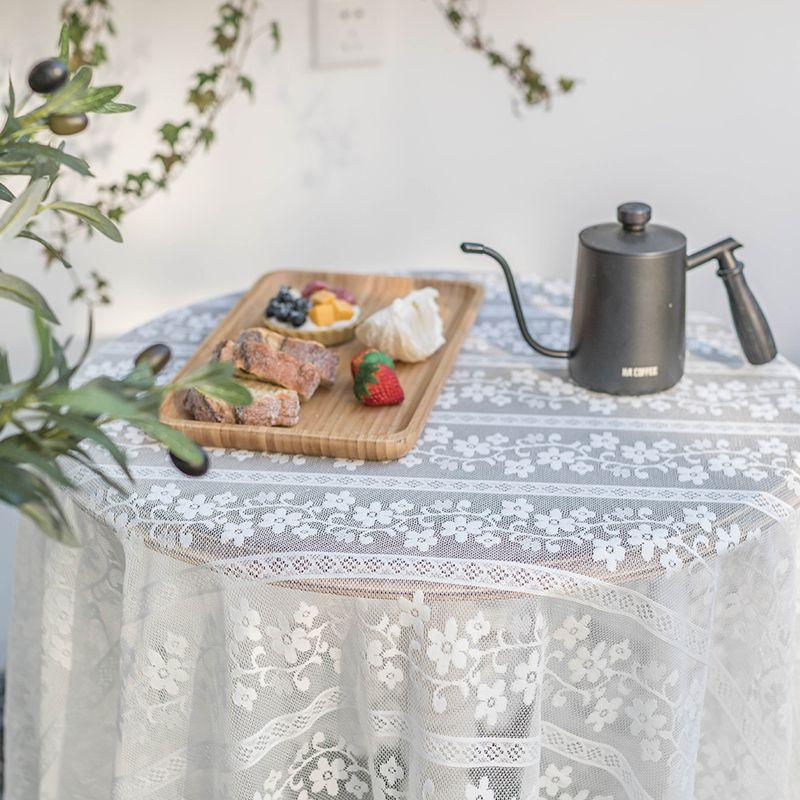 Dining Table Cloth Transparent Lace Hollow Photo Background Girl French Round Coffee Table Garden Tassel