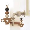 Wooden Coffee Mug Beads Hanging Decoration Boho Farmhouse Rustic Home Office Bedroom Door Knob Beads Garland Coffee Cup Pendant