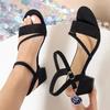 New Women Sandals Chunky Heels Slides Slippers Summer Girl Elegant Shoes Woman Plus Size 42 Female Fashion High Heeled Sandals