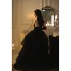 Black Tube Top Velvet High-end Evening Dress Light Luxury Niche Birthday Party Performance Public Fluffy Gauze Skirt