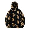 New Cartoon Thick Pattern Bear Print Women Winter Korean Large Size Long Sleeve Hooded Coat  Warm Couple Streetwear