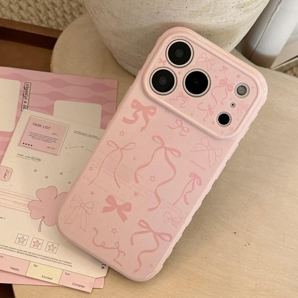 Розовый чехол для телефона с бантом, подходящий для iPhone 16, iPhone 17 и iPhone 17 Pro Max
