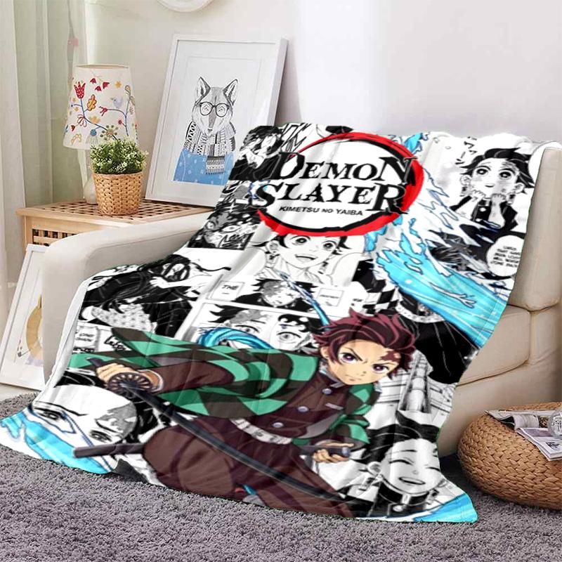 Japanese manga artist Koyoharu Gotouge's Demon Slayer blanket Soft and portable four season home bed, office travel, lunch break, warm blanket K11