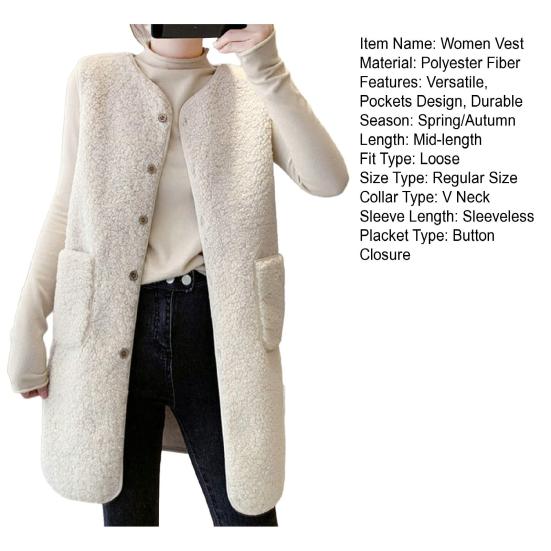 Женский жилет, стильное повседневное пальто без рукавов, с v-образным вырезом, на пуговицах, женская куртка с карманом для повседневной носки