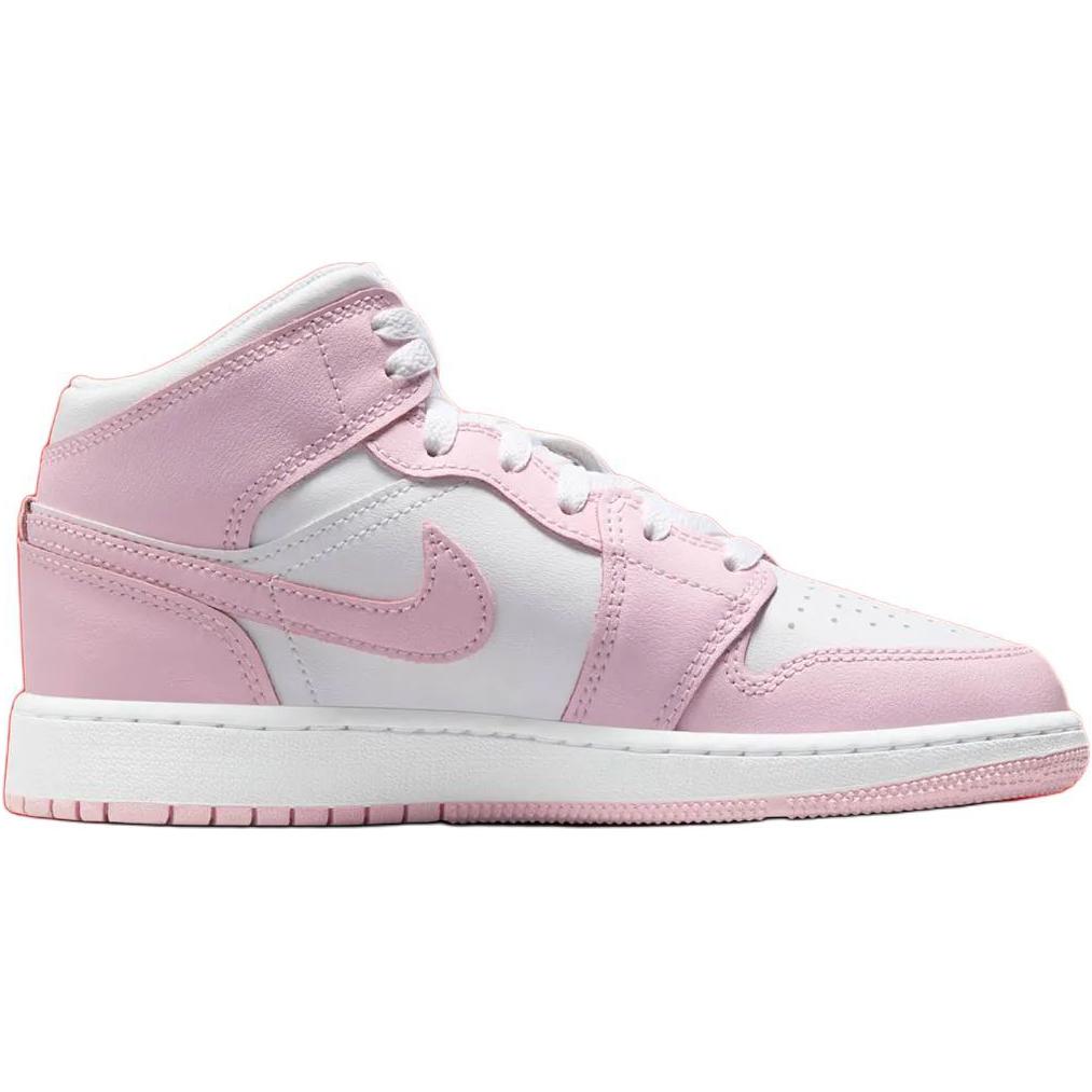 Air Jordan 1 Mid GS Pink Foam Fire Red Kids Sneakers White DQ8423-608