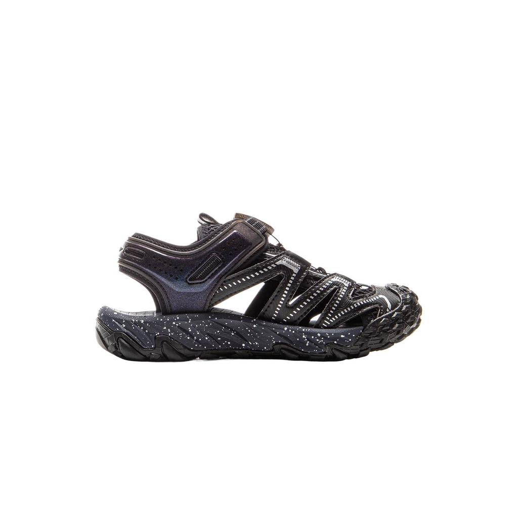 Li Ning Kids Outdoor Comfortable Fashionable Simple Versatile Shock Absorbing Low Top Sandals Kids Sandals Black YKEV028-1