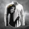 Gothic Skull Flame Print Long Sleeve Shirt, Edgy Streetwear Essential