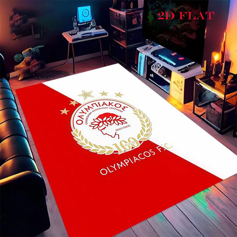 Olympiacos logo Carpet Rug for Living Room Bedroom Home Sofa Decoration,Kids play Nonslip Floor Mat