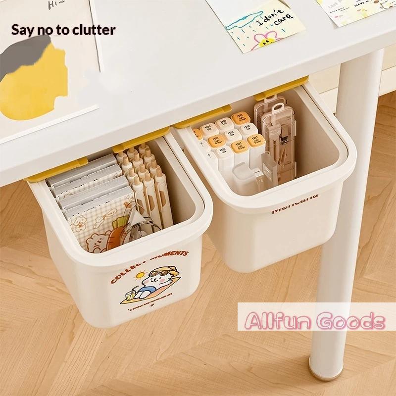 1Pcs Hanging Drawer Style Invisible Miscellaneous Storage Box With Trash Can Under The Table, No Punching Small Paper Basket