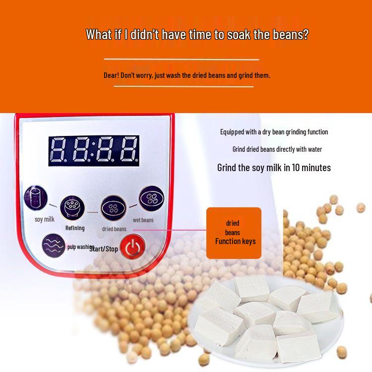 Compact Automatic Tofu & Soy Milk Maker, Rice Noodle, Douhua, and Rice Paper Grinder