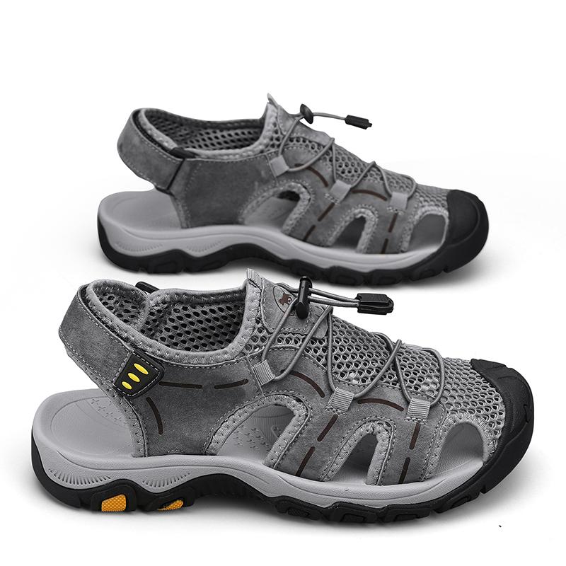 Fashion Summer Men Sandals Genuine Leather Mens Casual Shoes Outdoor Men Leather Sandals for Men Beach Shoes Roman Mens Shoes 46
