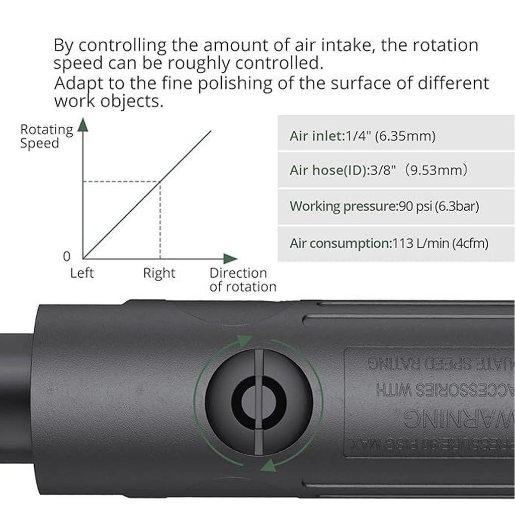 Пневматическая прямая шлифмашина 25000 об/мин 90 фунтов на кв. дюйм Рабочее давление 1/4 дюйма Набор пневматических прямых шлифмашин для шлифовки резки полировки