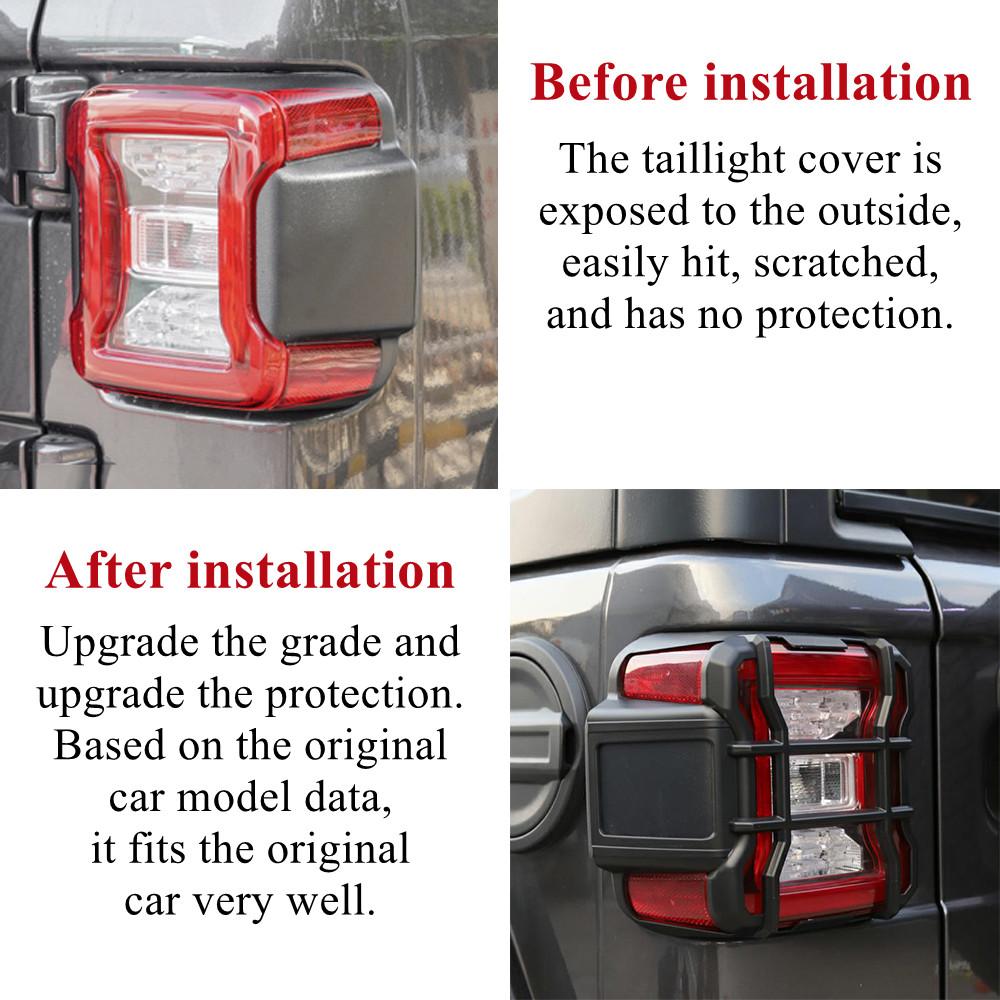 Car Tail Light Decoration LED Taillight Protection Guards Cover for Jeep Wrangler JL 2018-2023 Lamp Hoods Exterior