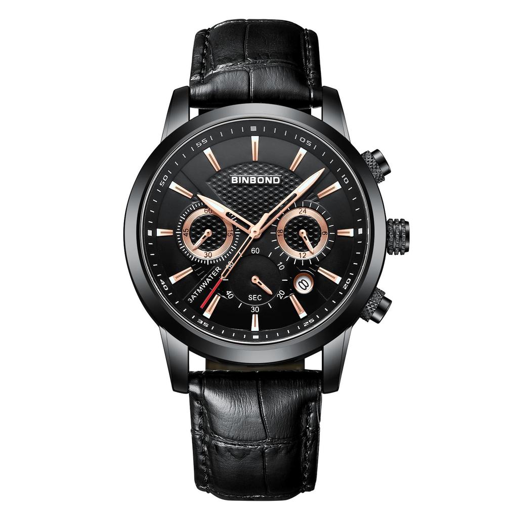 BINBOND Sturdy Men's Watch Reloj Chronograph Precise Quartz Watches For Men Luxury Luminous Waterproof Auto Date