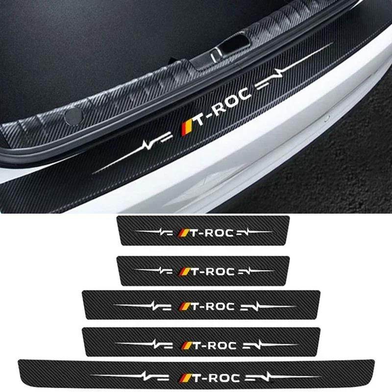 Car Threshold Protective Decals Door Sill Trim Sticker Scuff Scratch for T-ROC Jetta Polo TSI Badge Trunk Bumper Strips Interior Mirrors 6