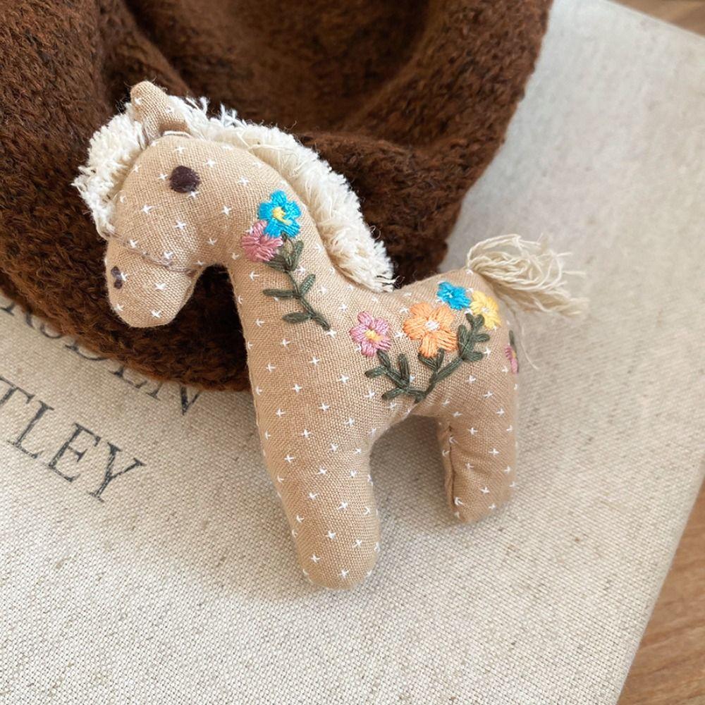 Cute Embroidery Horse Brooch Flower Cloth Fabric Pony Brooch Kawaii Cartoon Sweater Pin Sweater