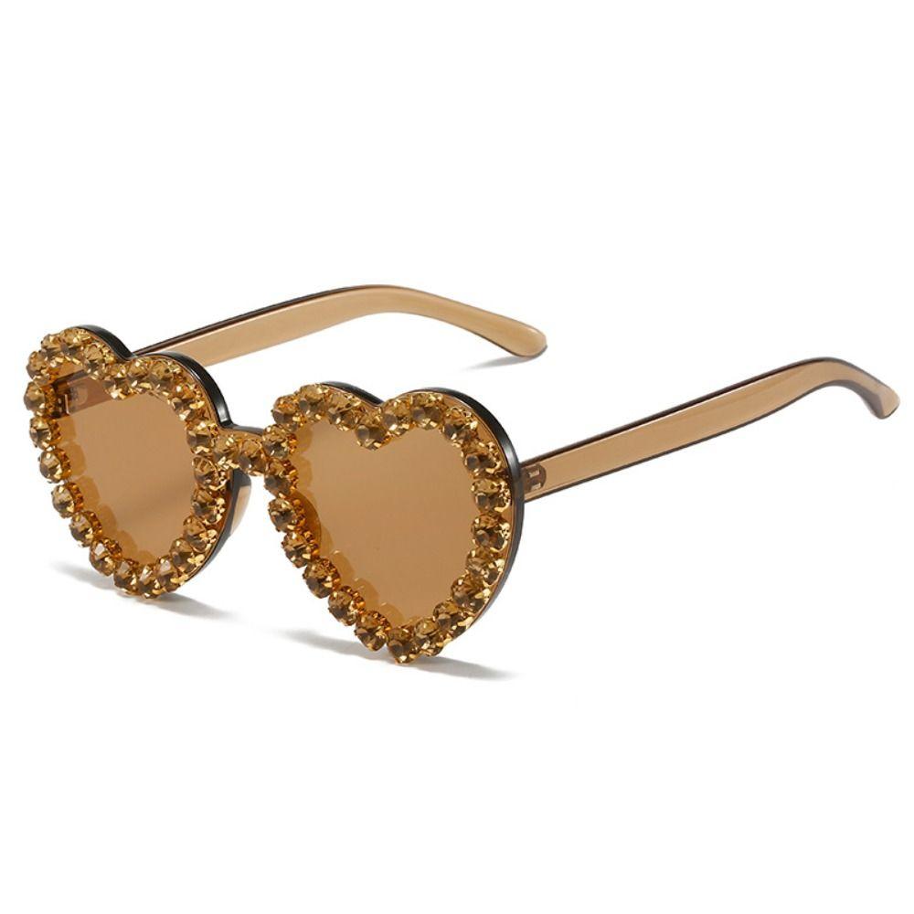 Heart-shaped Frame Rhinestone Decoration Sunglasses Outdoor Photos Decoration Travel Sunglasses Sun-Protective Bride Eyewear