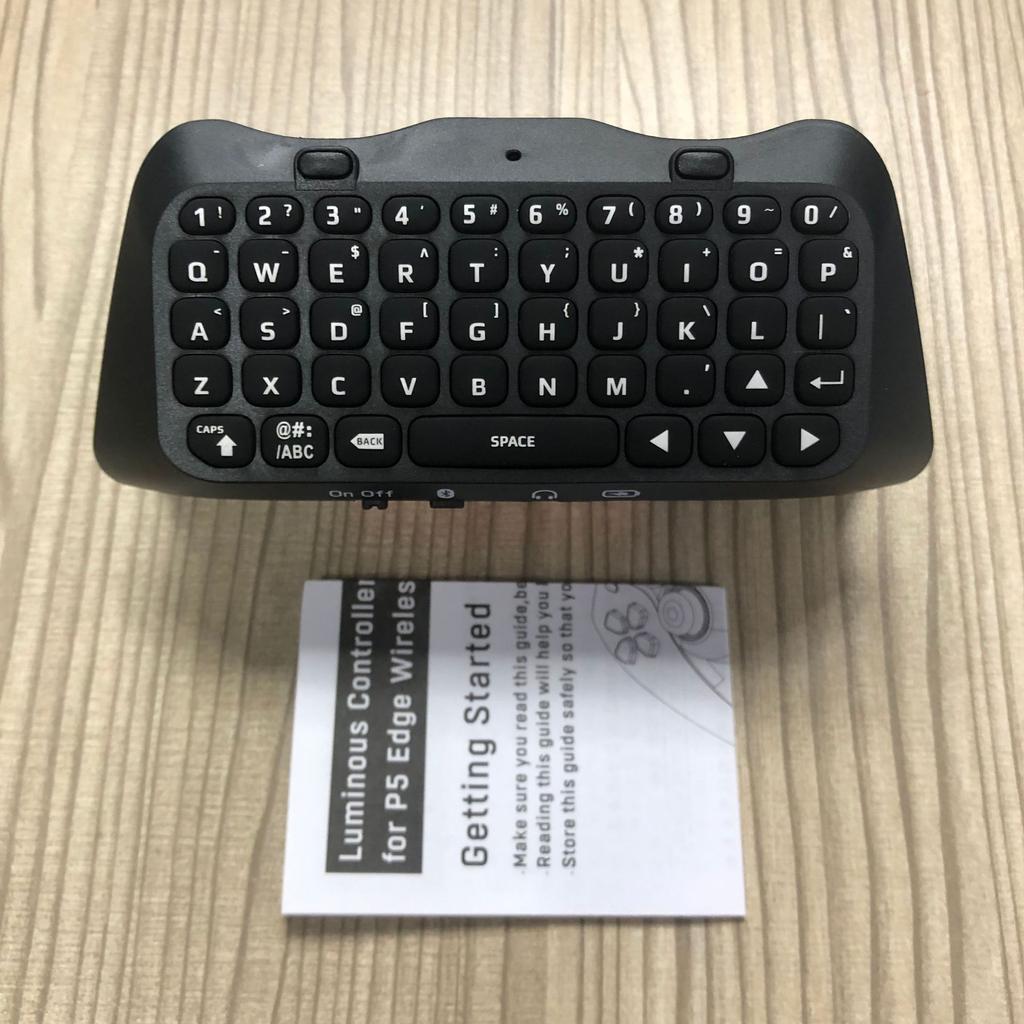 Keyboard for PS5 Edge Controller with Green Backlight, Bluetooth 3.0 Mini Portable Message Keypad Chatpad, Built-in Speaker & 3.5mm Audio Jack