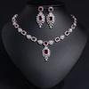 Luxurious Shiny Inlaid Zircon Silver Plated Fashion Bridal Party Wedding Engagement Anniversary Necklace and Earring Jewelry Set