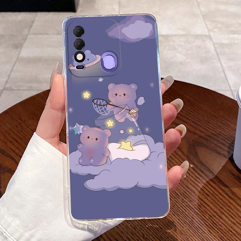 For Tecno Spark 8 8T 8P 9T (India) 7 Pro 7T Case Clear Silicone Soft TPU Jelly Cover KG6 KG7H KG7 KF6 Cute Rabbit Cat Phone Case