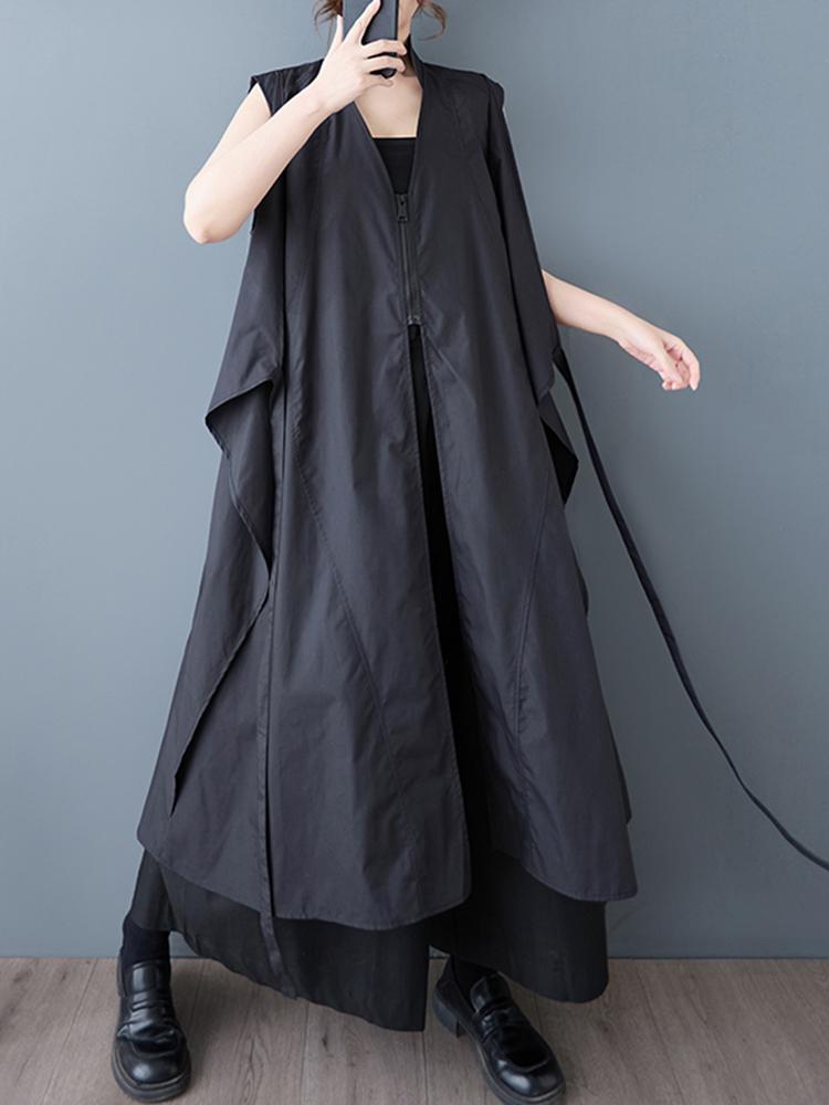 Xitao Платье-пэчворк с V-образным вырезом на молнии ZY8937