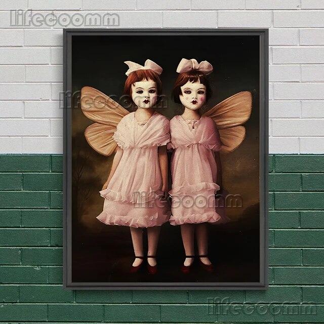 Жуткая готическая девушка в винтажном стиле, настенная живопись на холсте, бабочка, невеста и паук, леди, художественный постер и принт для декора гостиной, без рамки