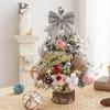 Yousheng Mini Christmas Tree with LED Light Pre-lit Small Artificial Snow Flocked Tree with Ball Ornaments for Xmas Tabletop Indoor Holiday Decor
