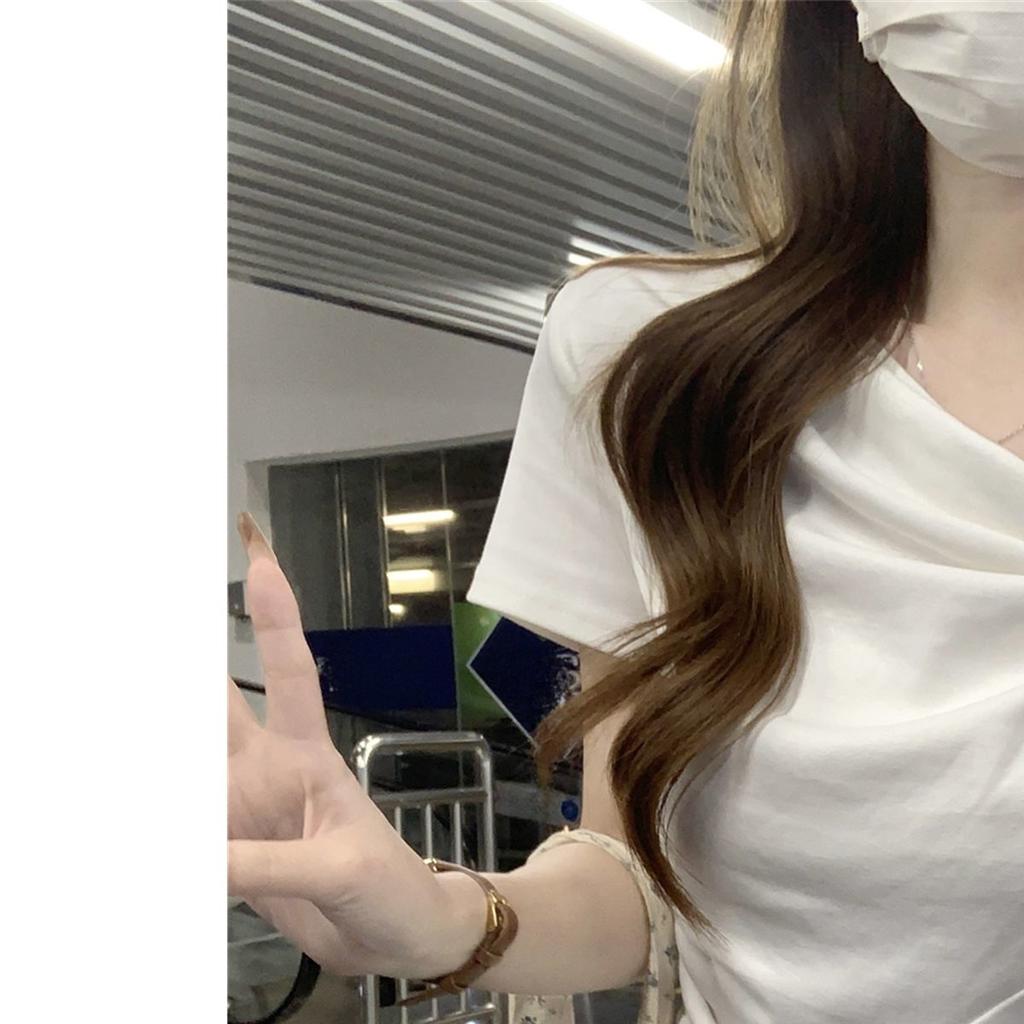 Chic Summer Short Sleeve T-shirt Slim Fit Knot Front Pure Color Womens Beautiful Gentle Top