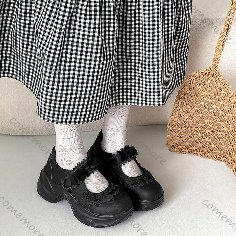 Comemore Retro  Ballet Style Sneakers Shallow Mouth Thick Sole Single Shoe for Women Spring Autumn Casual Sport Mary Jane Shoes
