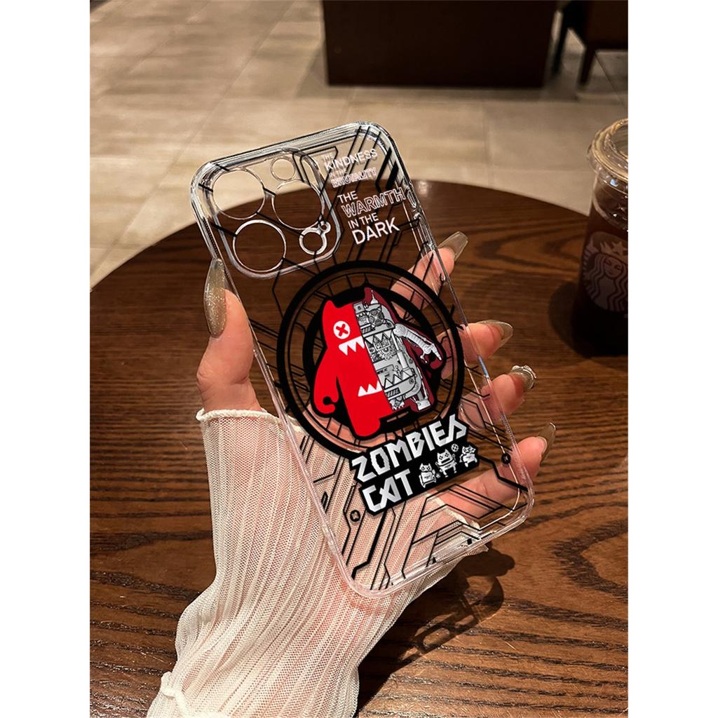 Mechanical Zombie Cat Anime TPU Phone Case For IPhone 15 14 13 12 11 Pro Max X XR XS 8 7 Plus, Clear Shockproof Protective Cover