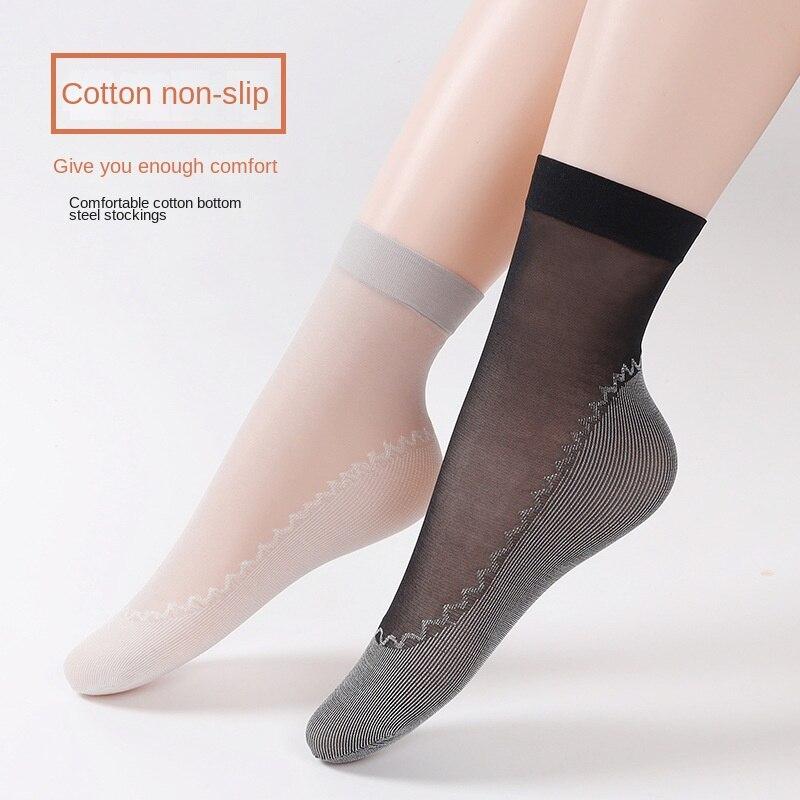 10 пар хлопковых бархатных женских коротких чулок, средних носков-трубочек, впитывающих пот, нескользящих шелковых носков с защитой от крючков