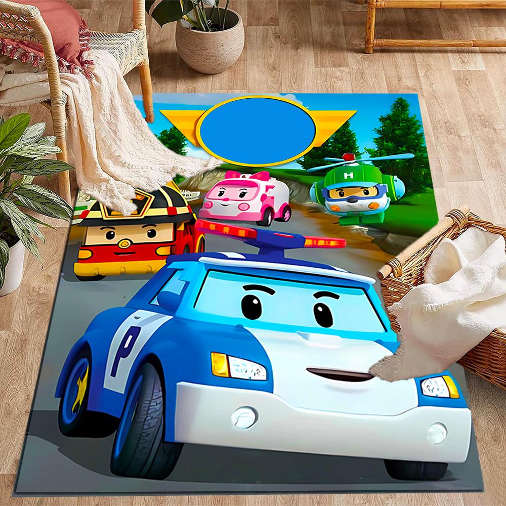 Train Adventure: Titipo's Journey Floor Rug Office Rug Design for Decorate room Playrooms Foyer Living Rooms Anti-slip Rug Anime Office Decor