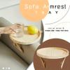 1pcs Foldable Sofa Armrest Tray Portable Wooden Round Snack Plate with Non-Slip Design Collapsible Couch Cup Holder