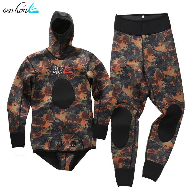 Men Women Camo Wetsuit 1.5mm 3mm 5mm 7mm Semi-Dry Diving Suit Spearfishing Snorkeling Swimming