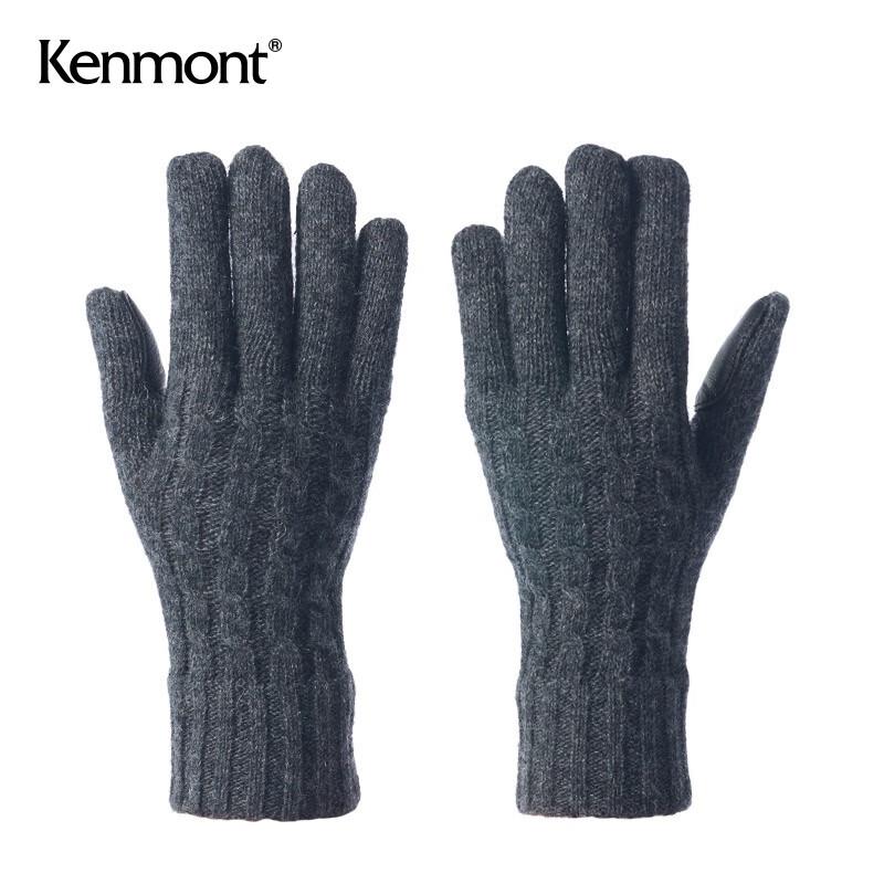 Женские теплые перчатки Kenmont из вязаной кожи