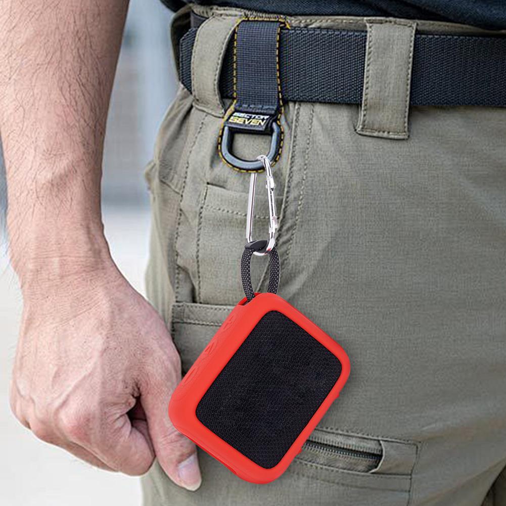 Silicone Case Cover For JBL Go 4 Speaker Travel Carrying Case with Carabiner Speaker Skin Sleeve Anti-Scratch Protective Cover