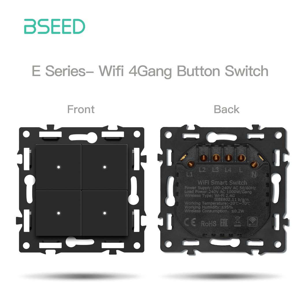 Модули переключателей BSEED WIFI Click Switch, детали для умных выключателей света, белая стеклянная рамка, комбинированные настенные розетки для самостоятельной сборки, USB-зарядный ключ, серия E.