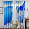 Vacation Style High Shading Curtain Aegean Sea Santorini Island Beach Blackout Drapes ideal for Bedroom Space Living Room Hotel Window Opening