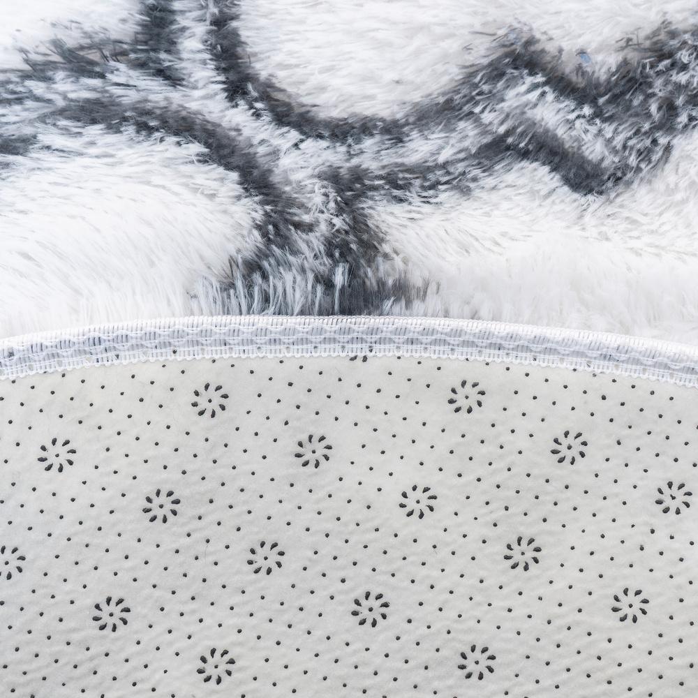 Dywan okrągły do salonu shaggy DECOR antypoślizgowy miękki puszysty 140x140 White Lantern