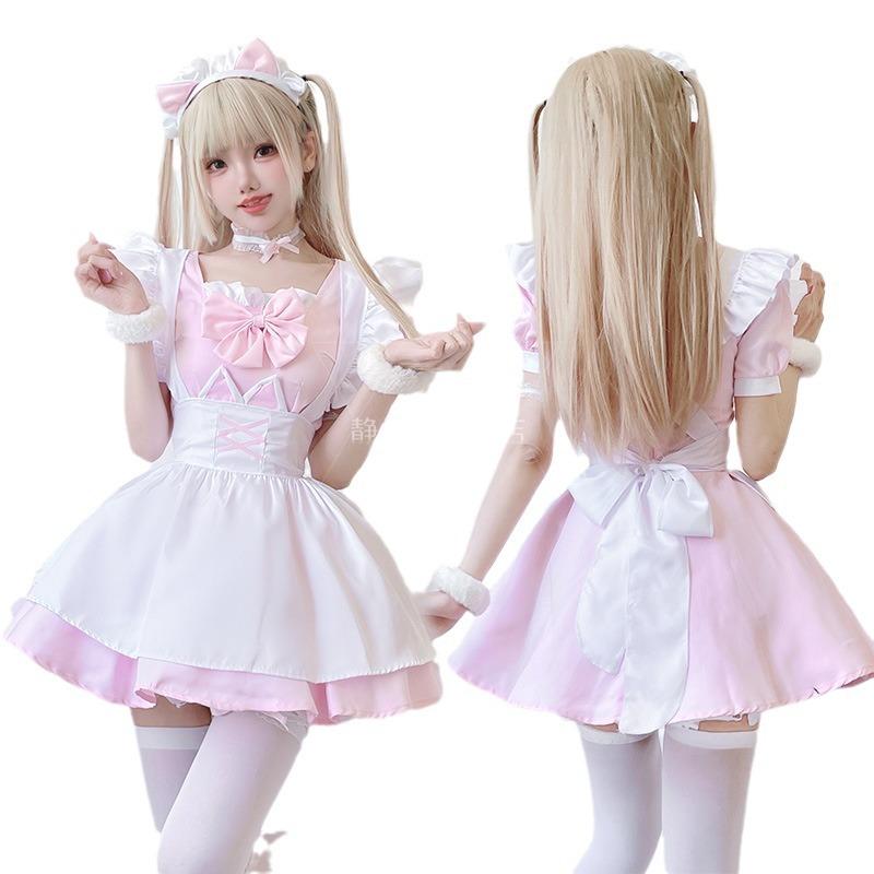 Soft Girl lolita Pink anime-style maid dress, cute girl cosplay outfit cosplay Clothing