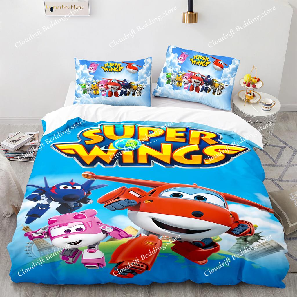 Постельное белье Super Wings Покрывало Односпальное Двуспальное Полный Квин Кинг Размер Игра Super Wings Комплект постельного белья Детская Комната Ребенка Пододеяльник