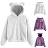 Women's Long Sleeve Fleece Sweatshirt Warm Bear Shape Fuzzy Hoodie Pullover
