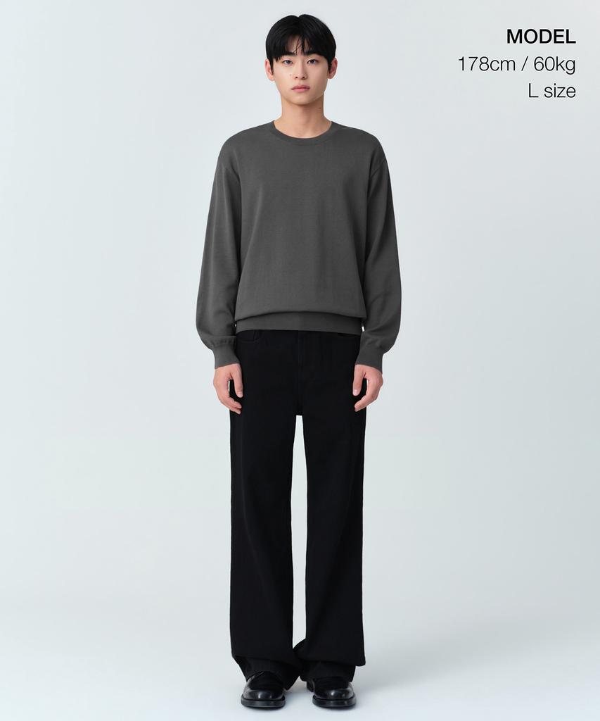 MUSINSA STANDARD Washable Supima Cotton Crew Neck Knit [Gray]