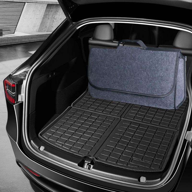 Car Trunk Organizer Bag Multi-Functional Felt Cloth Container For Automotive Save Space Car Accessories Storage Bag With Handle